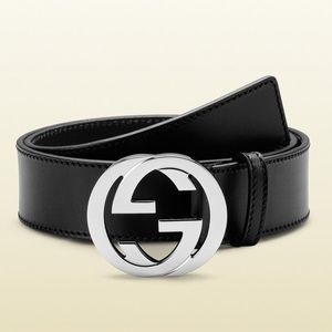 Gucci black belt with silver AUTHENTIC